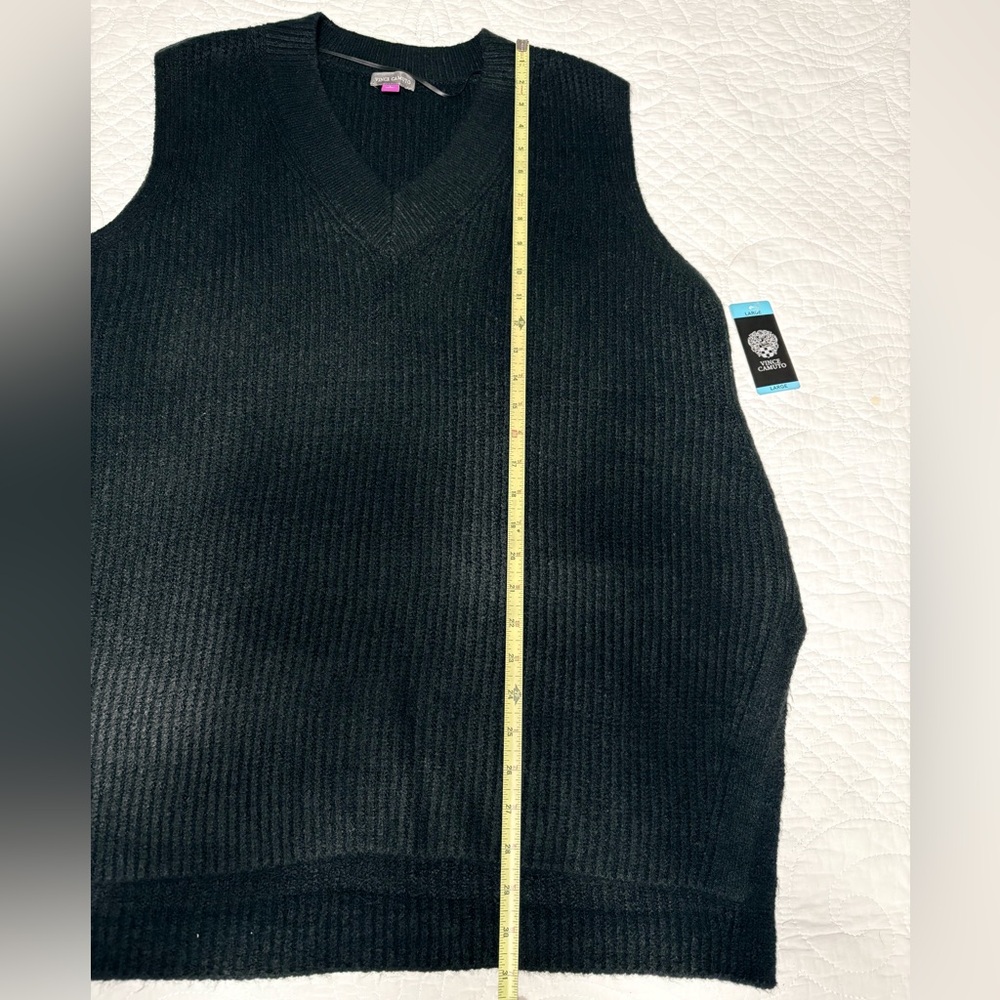 NWT - Vince Camuto Black Shaker Sweater Vest With High-Low Hem-Line - Picture 10 of 13
